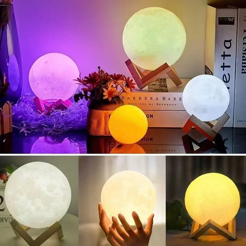 LED Galaxy Moon Light – DIY Night Lamp with Stand for Kids & Bedroom Decor