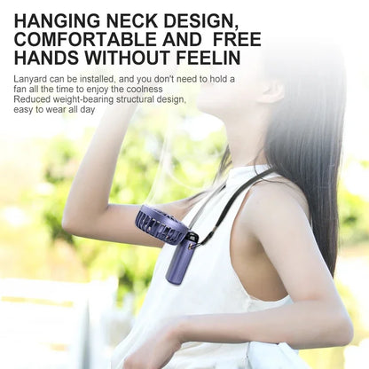 Handheld Foldable Mini Fan – 5-Speed USB Rechargeable with Neck Strap & Phone Stand