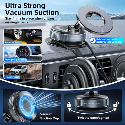 360° Magnetic Car Phone Holder – Vacuum Suction Mount for Dashboard or Windshield