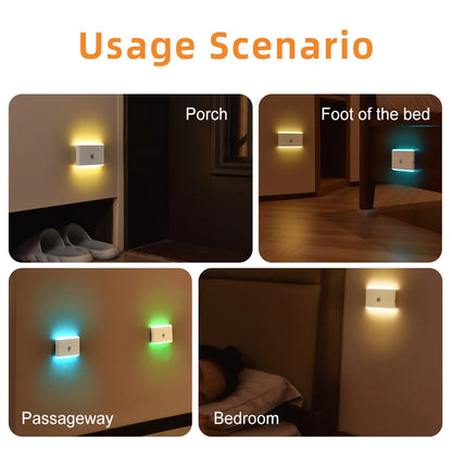 LED Motion Sensor Night Light – 3 Modes Dimmable Stair Lamp with Battery