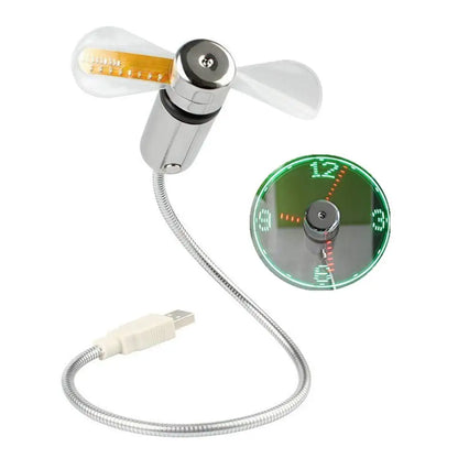 USB Clock Fan with Time & Temperature Display – Laptop Gadget & Gift