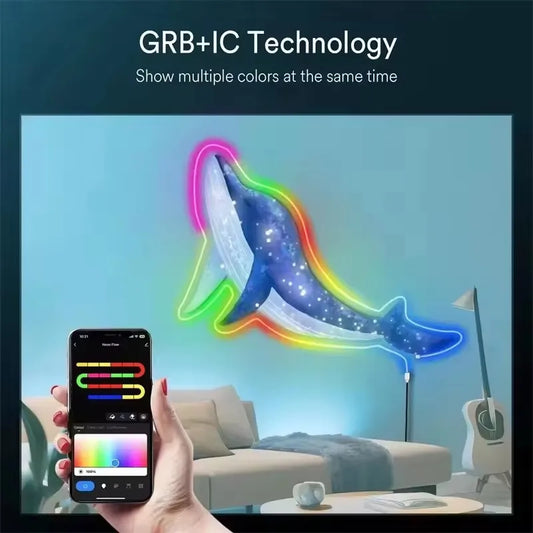 5V USB RGBIC Neon LED Strip – 1-5M Waterproof with Bluetooth & Remote