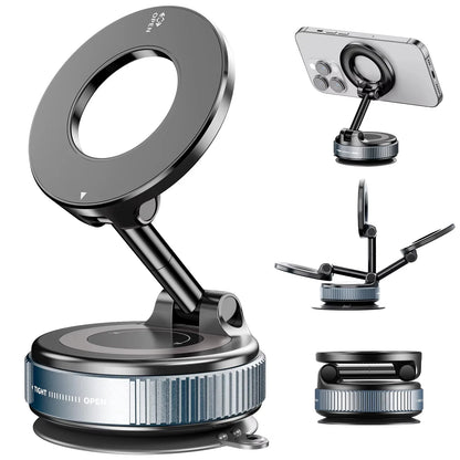 360° Magnetic Car Phone Holder – Vacuum Suction Mount for Dashboard or Windshield