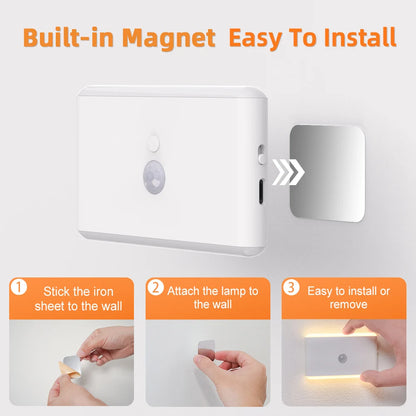 LED Motion Sensor Night Light – 3 Modes Dimmable Stair Lamp with Battery