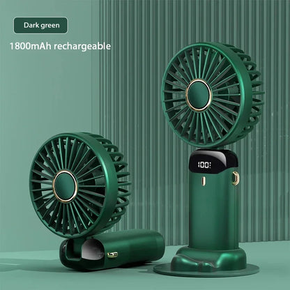 Handheld Foldable Mini Fan – 5-Speed USB Rechargeable with Neck Strap & Phone Stand