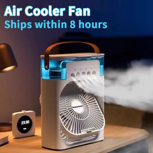 3-in-1 Mini Air Cooler – Fan, Humidifier & LED Night Light for Home/Office