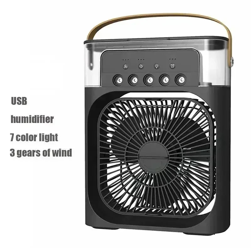 3-in-1 Mini Air Cooler – Fan, Humidifier & LED Night Light for Home/Office